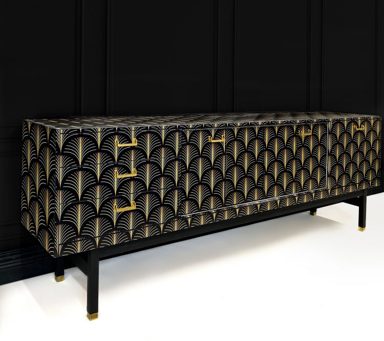 Art Deco Black Sideboard Extra Long Gatsby