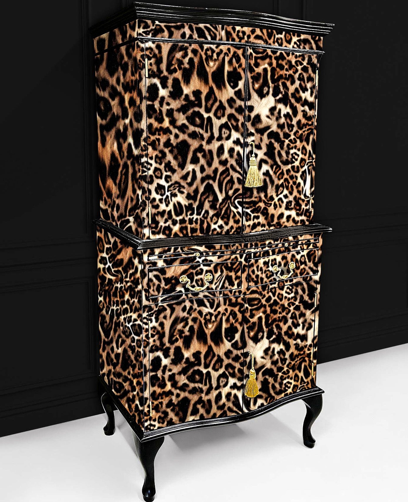 Upcycled Cocktail Cabinet - Leopard print