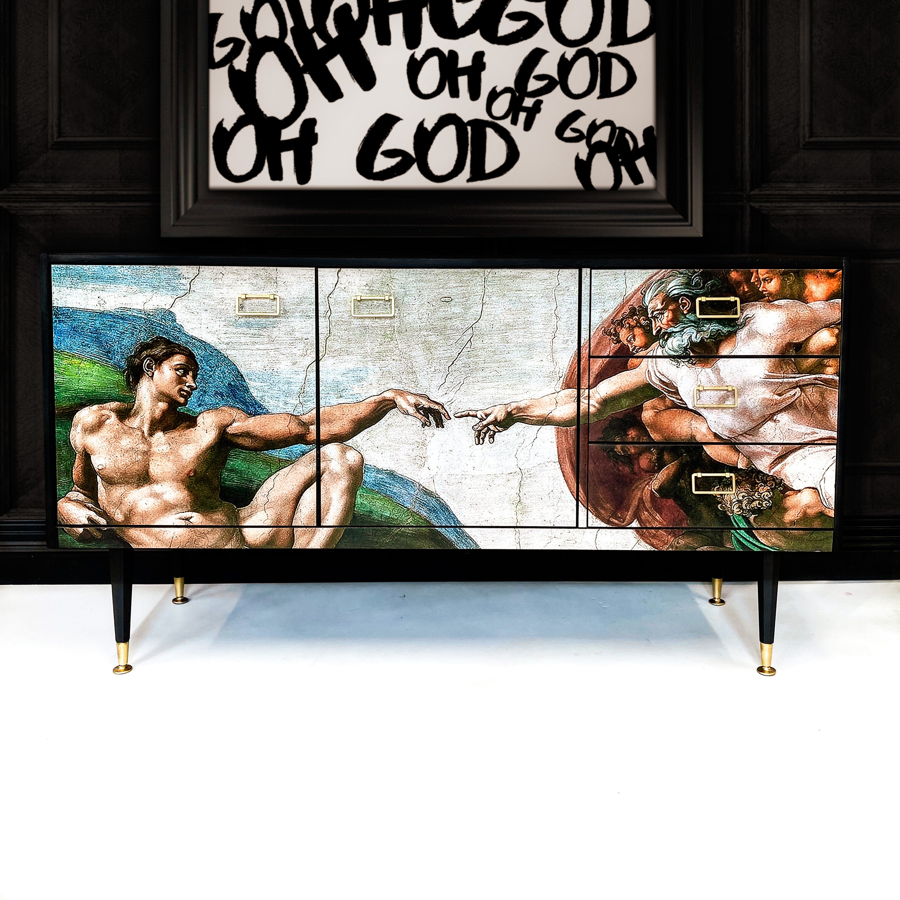 Upcycled Sideboard - The Creation Of Adam