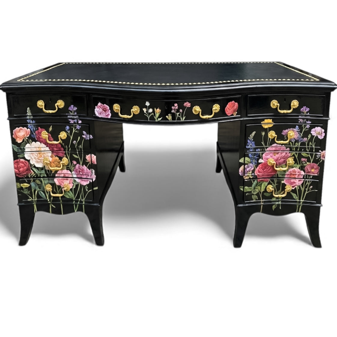 Vintage Office Desk Dark Florals