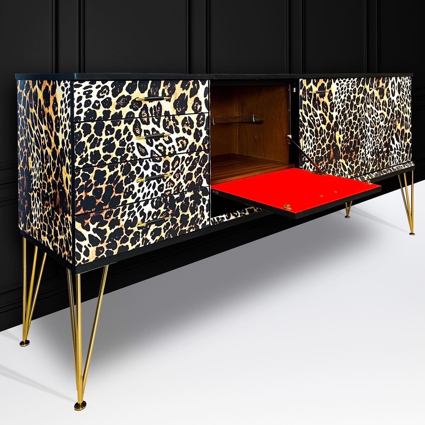 Leopard Print Vintage Sideboard