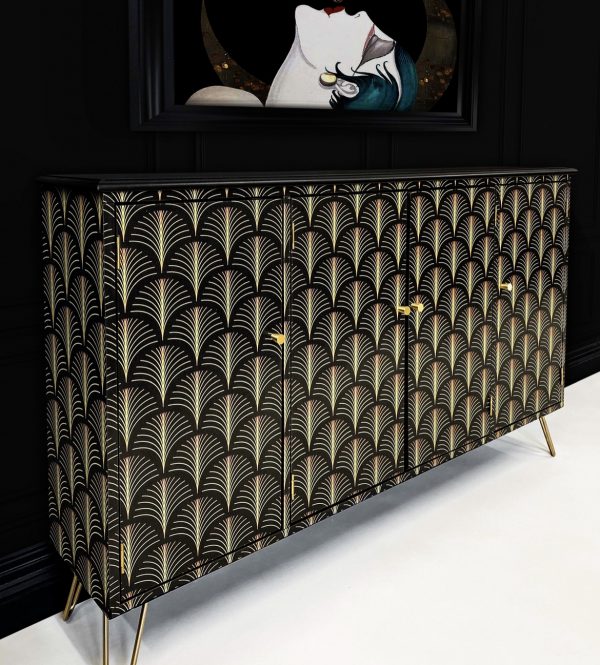 Vintage Black Sideboard Black Snakeskin