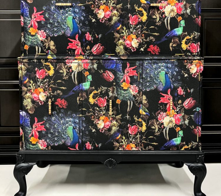 Upcycled Painted Cocktail Cabinet - The Peacock