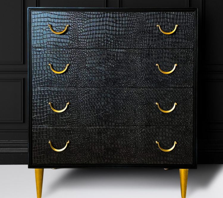 Painted Black Chest Of Drawers with Snakeskin Studio Twentyseven