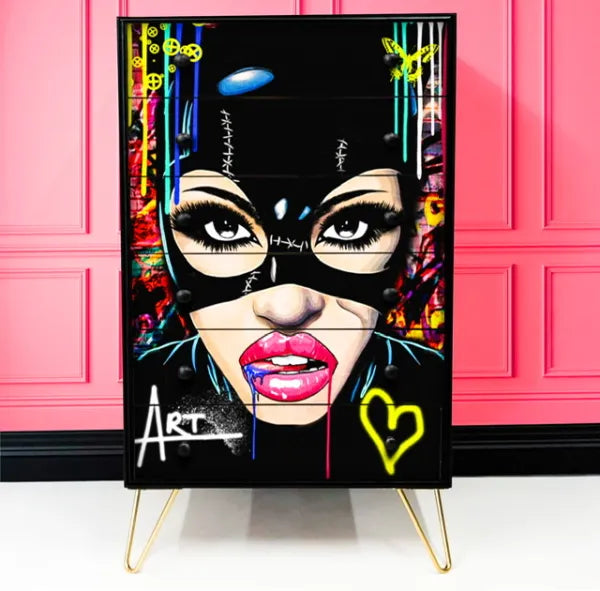 Painted Chest of drawers Catwoman by Rocksalt