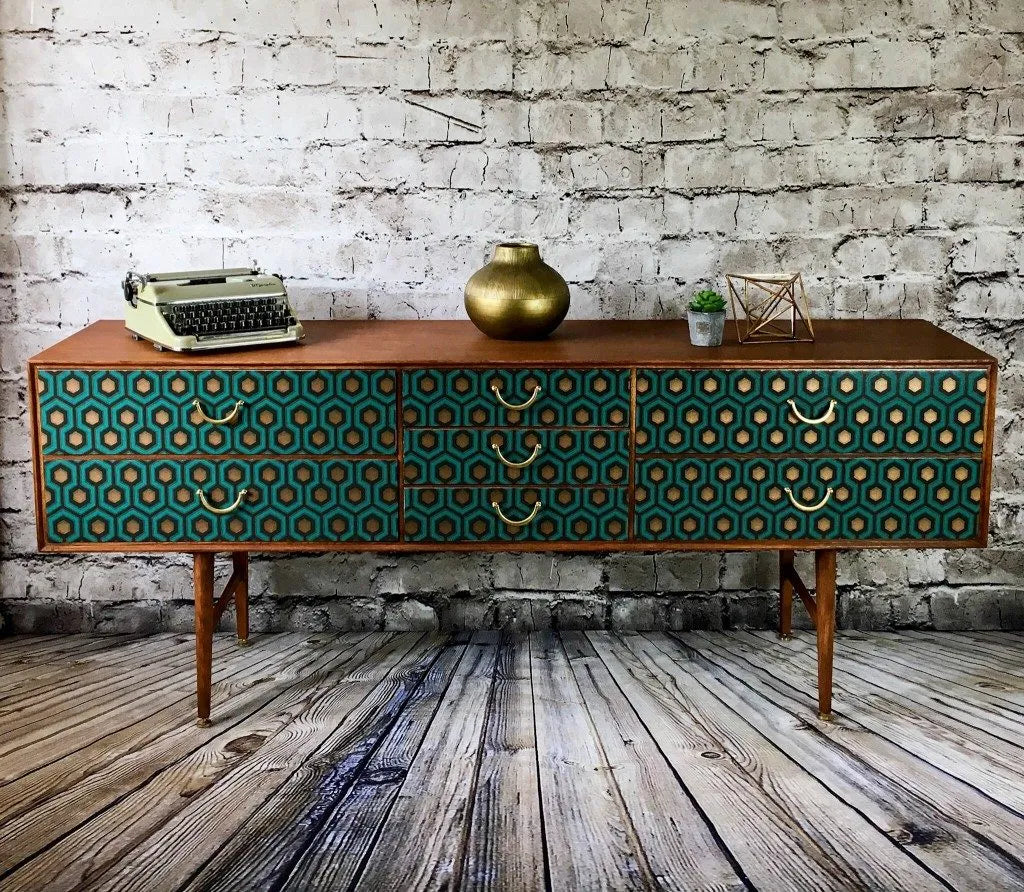 Vintage Retro Geometric Sideboard