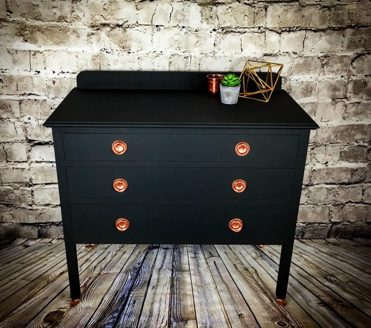 Upcycled Painted Chest of Drawers with Copper Handles