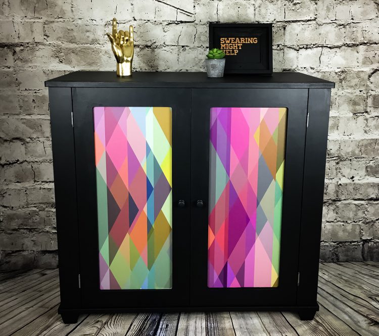 Upcycled TV cabinet with Prism print