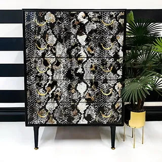 Upcycled Chest Of Drawers with Snakeskin