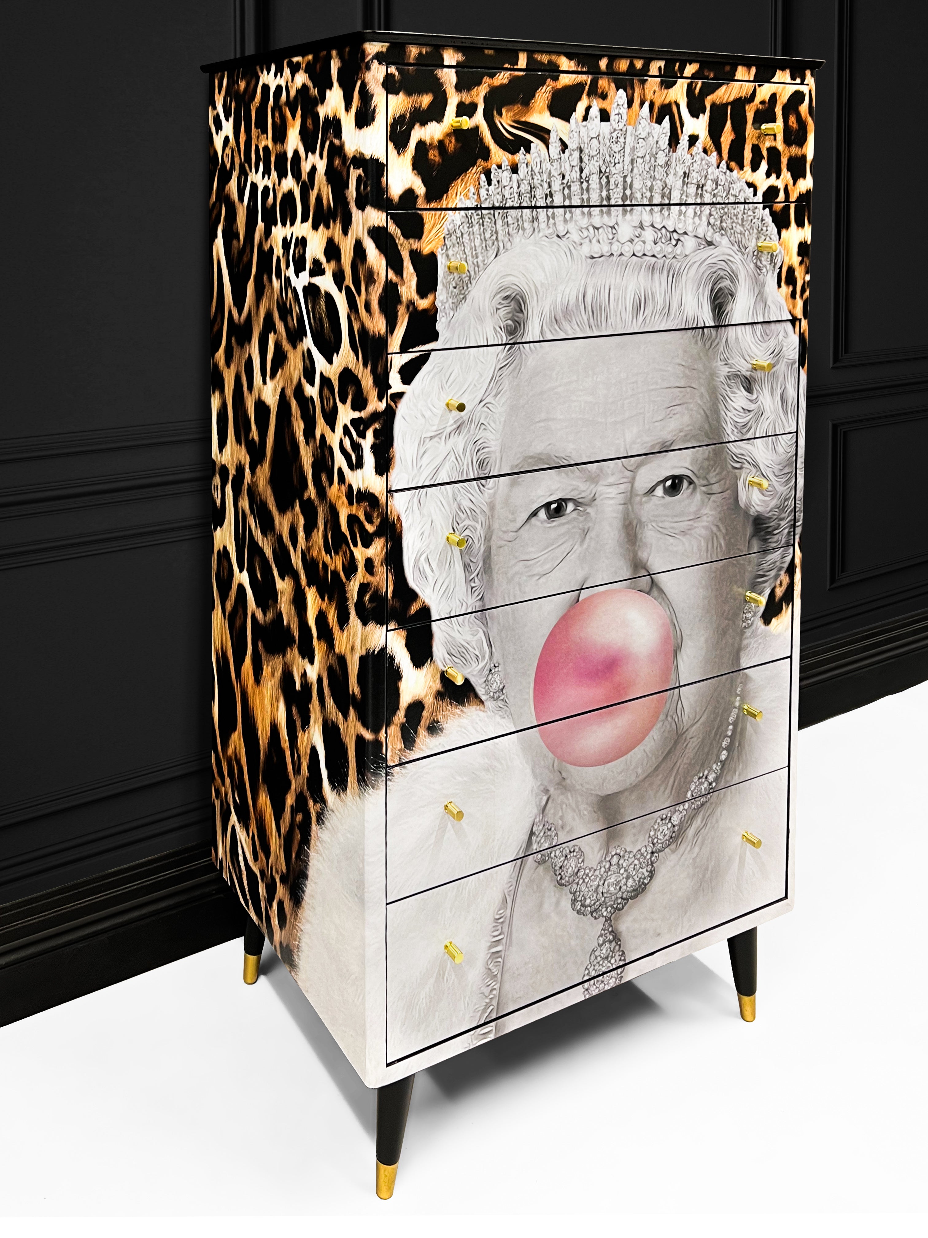 Queen Elizabeth Leopard Bubblegum Chest Of Drawers
