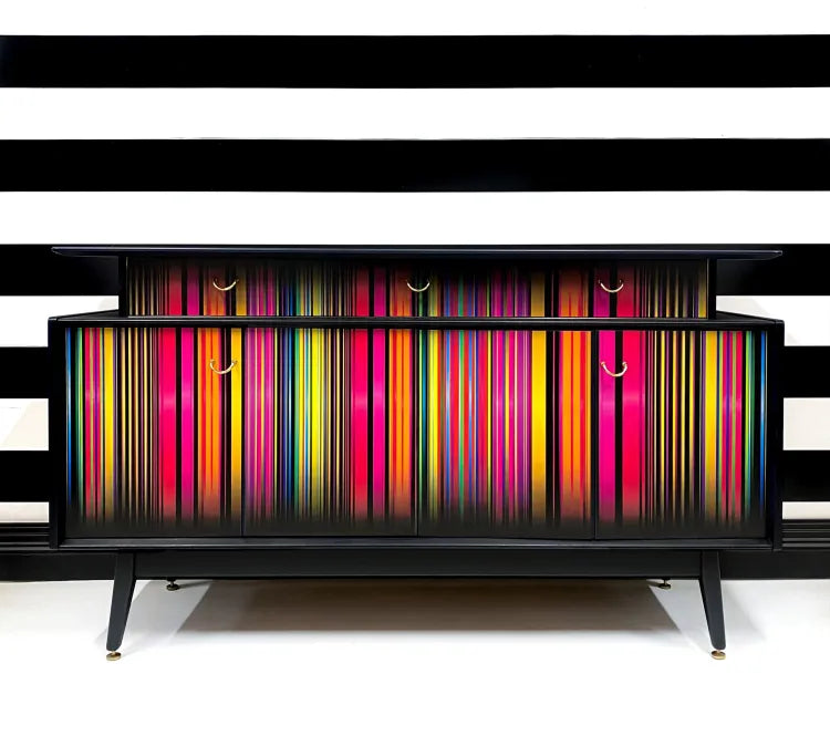 Vintage G Plan Sideboard with Neon Stripes