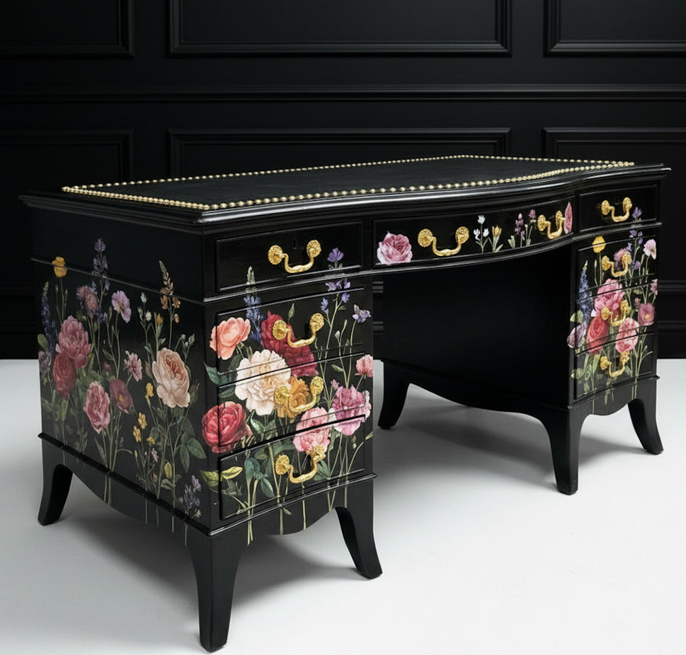 Vintage Office Desk Dark Florals