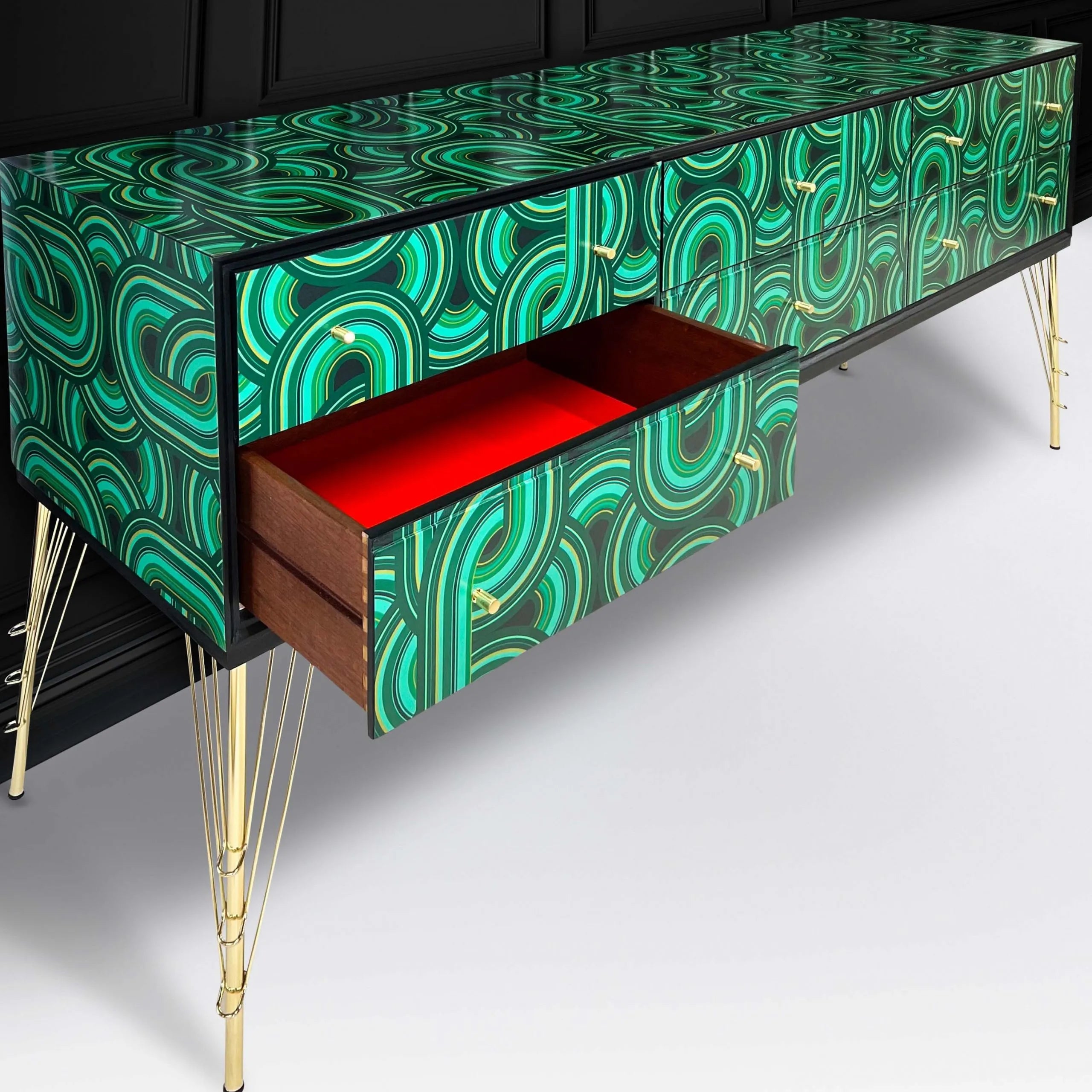 Green Art Deco Sideboard Rebel Knit Malechite