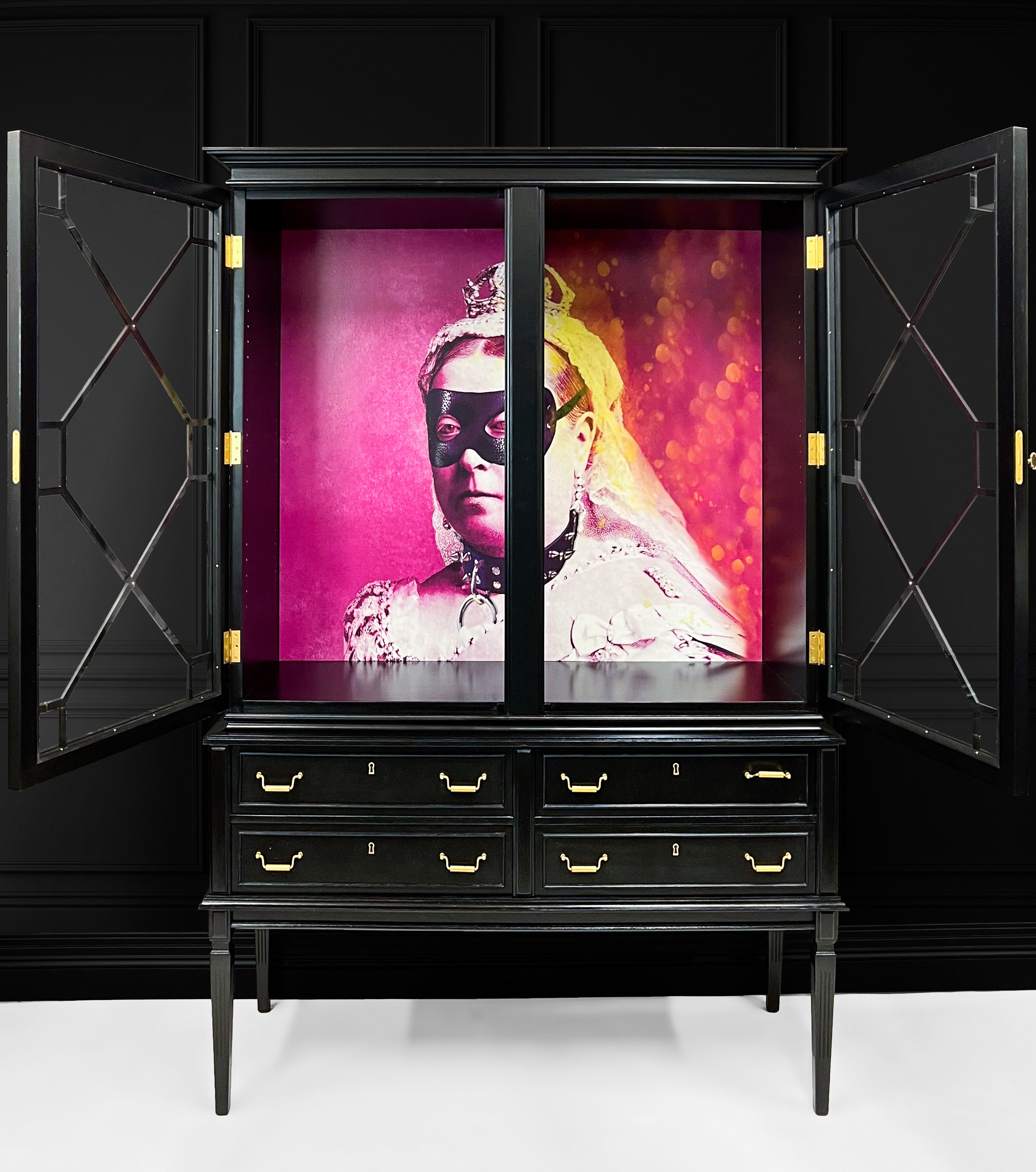 Upcycled Painted Display Cocktail Cabinet - Queen Victoria