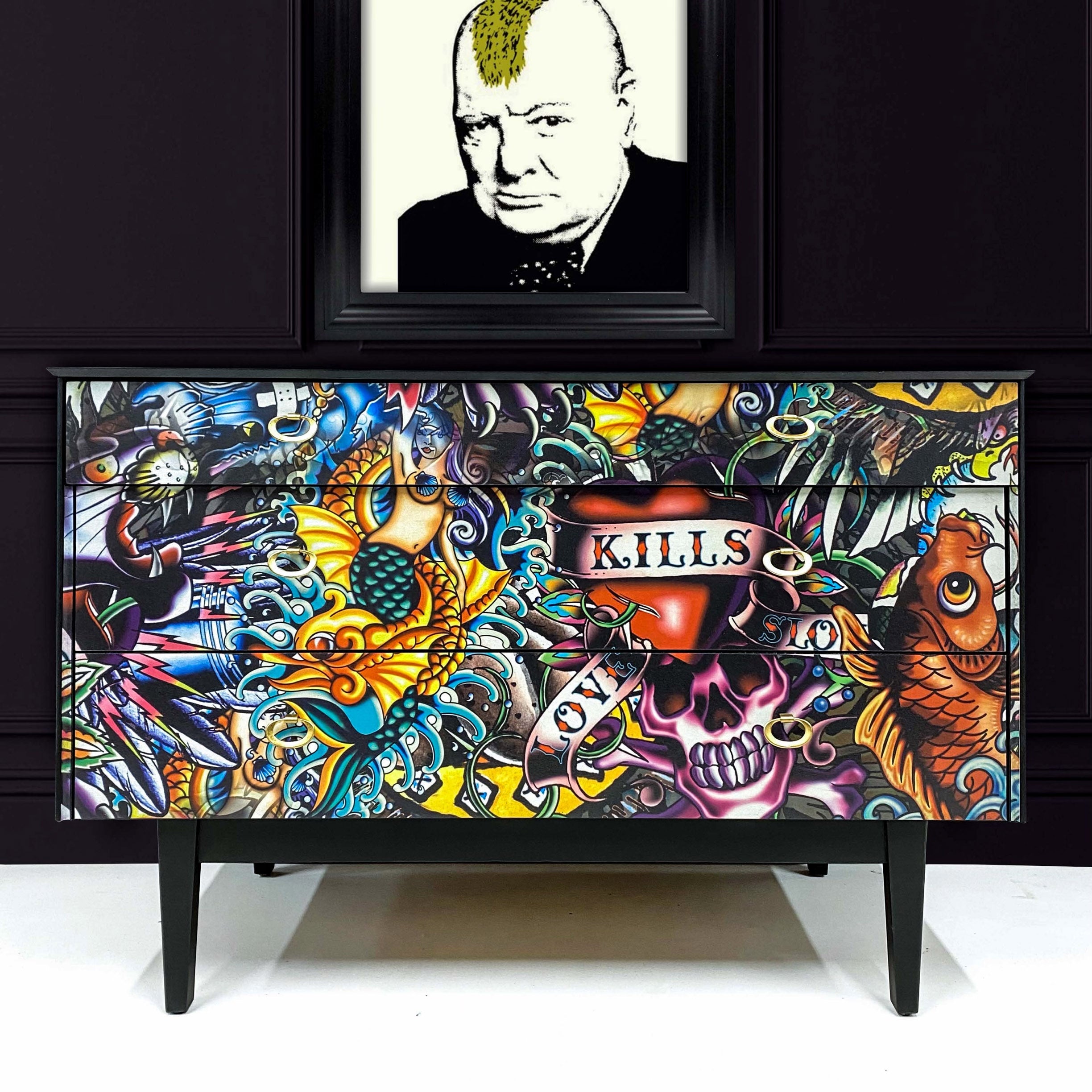 Tattoo Graffiti Vintage Sideboard