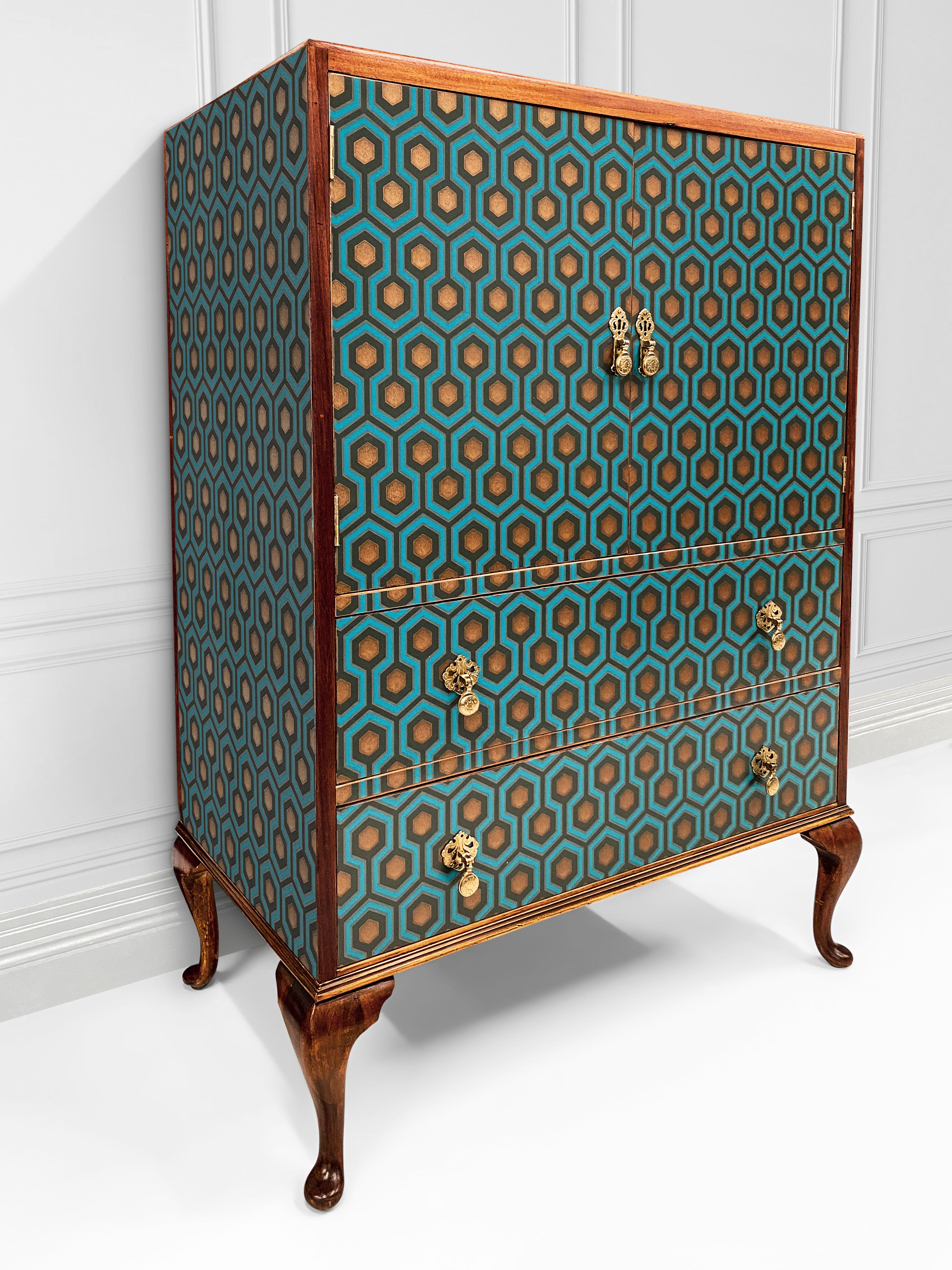Upcycled Vintage Cabinet Geometric Design