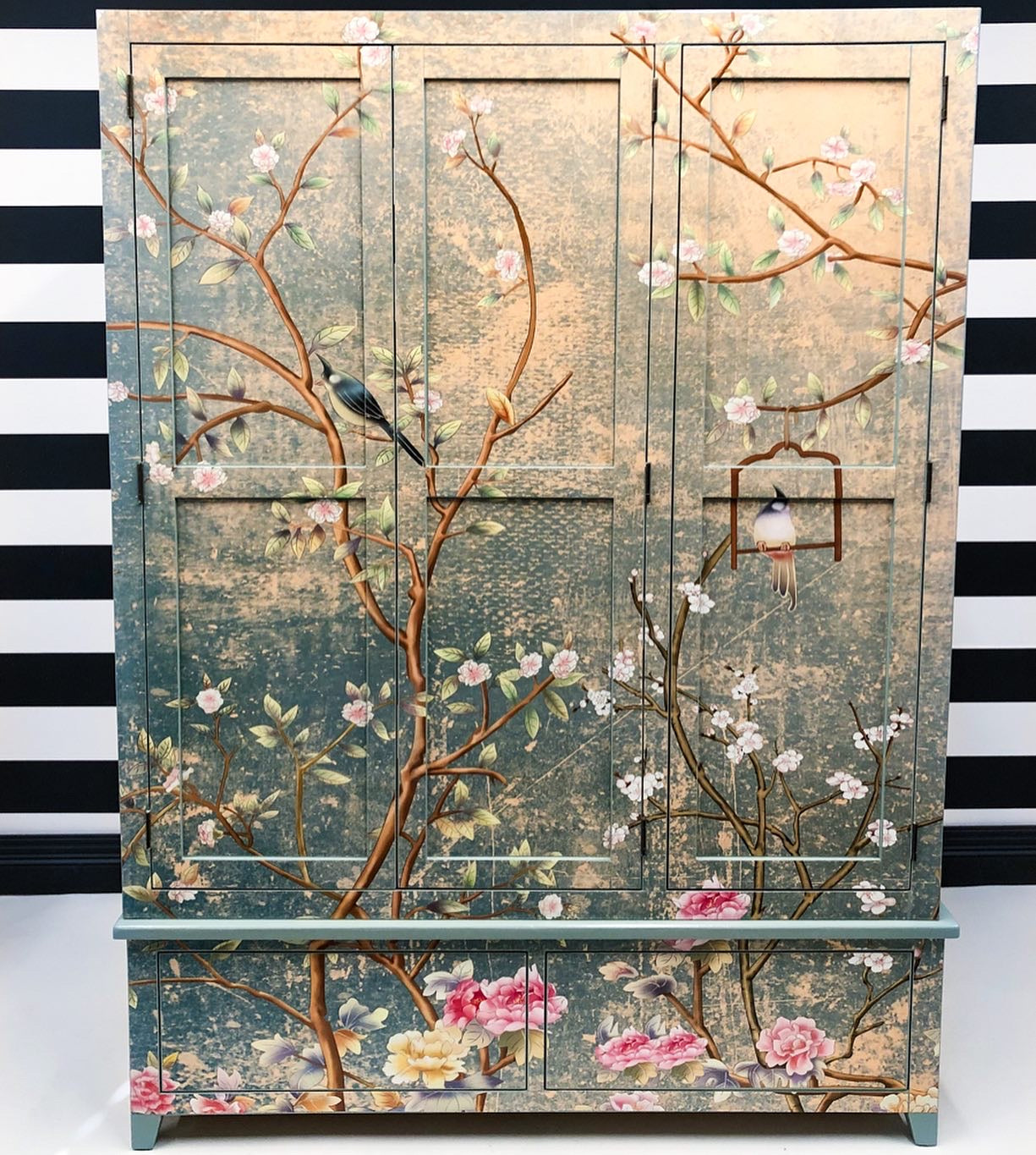 Upcycled Painted Chinoiserie Wardrobe