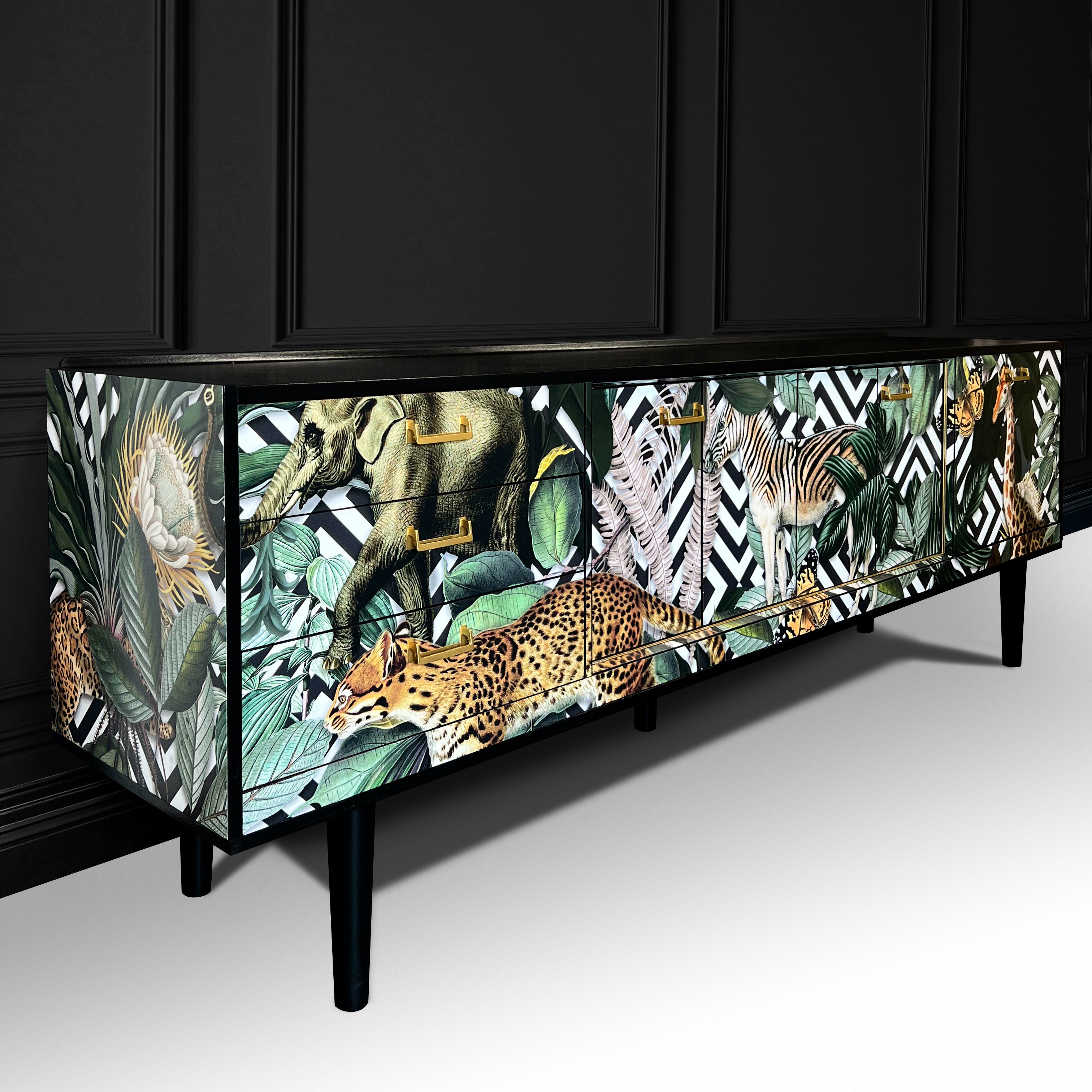 Painted Vintage G Plan Sideboard - Jungle Animals