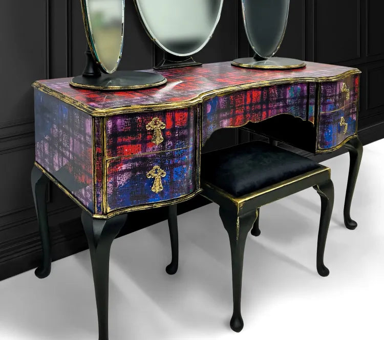 Vintage Dressing Table in Purple Tartan