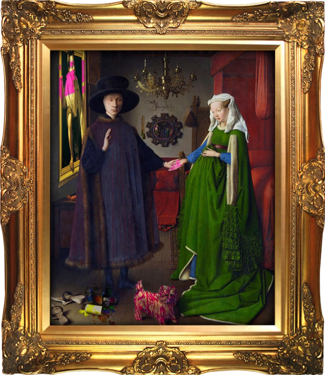 The Arnolfini Portrait Mashup Graffiti Art Print