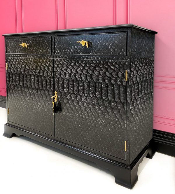 Upcycled Sideboard in Black Snakeskin