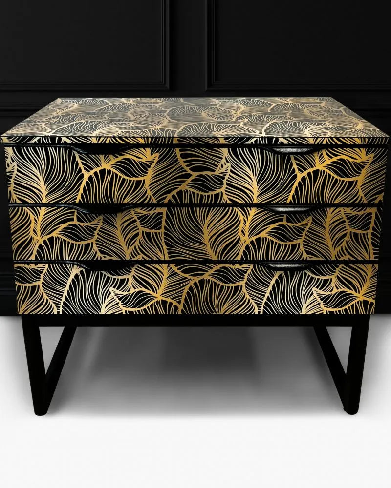 Upcycled Painted Sideboard TV unit - Art Deco Gold Leaves