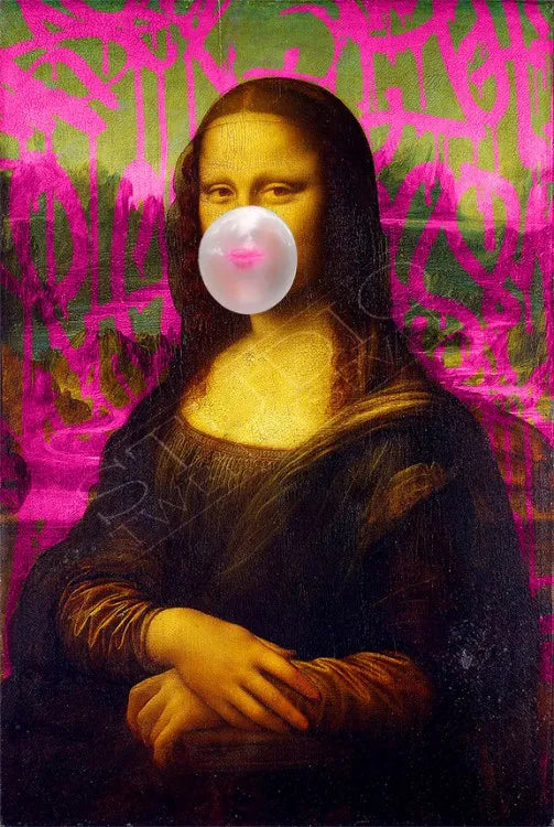 Mona Lisa Bubblegum Graffiti Art Print