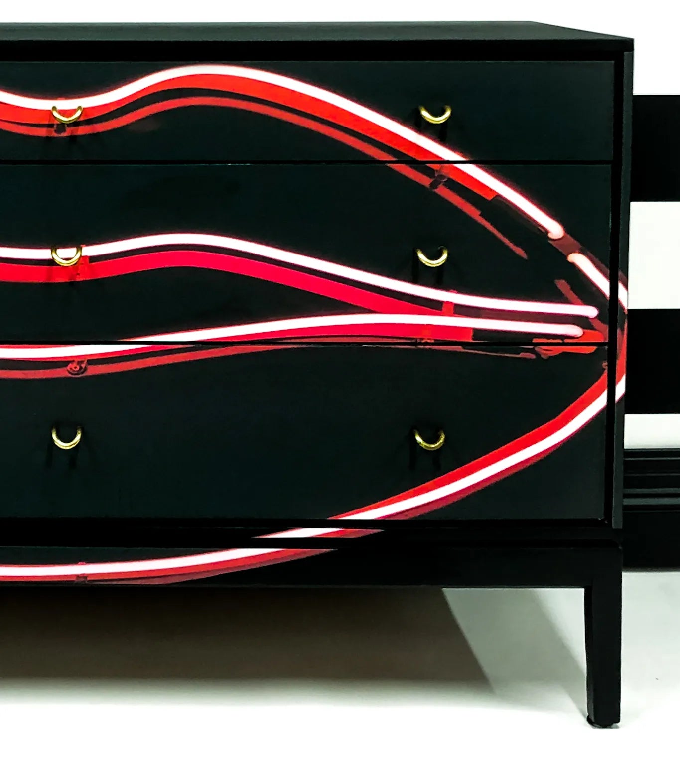 Retro Sideboard with Neon Lips