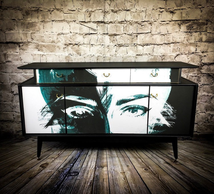 Upcycled Sideboard with Face Print, G Plan Librenza