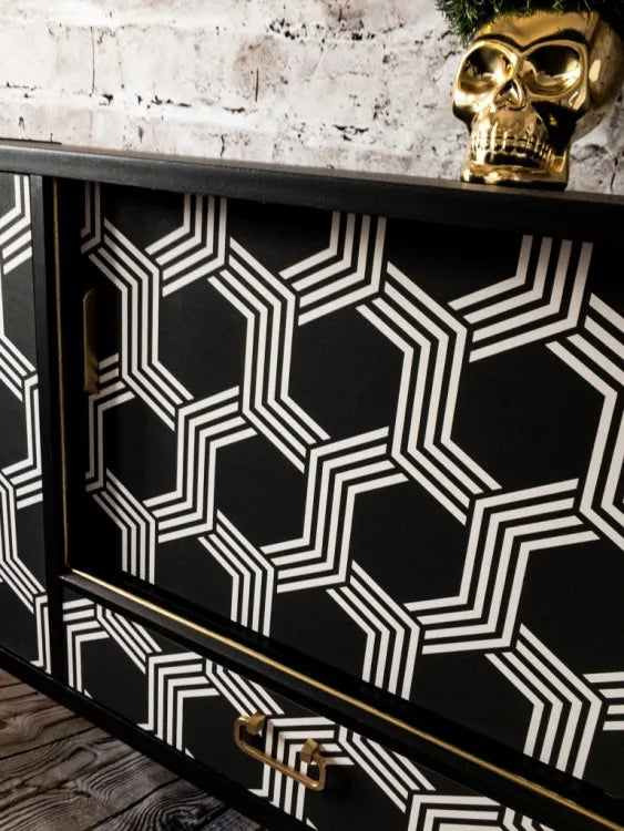 Upcycled G Plan Geometric Painted Sideboard
