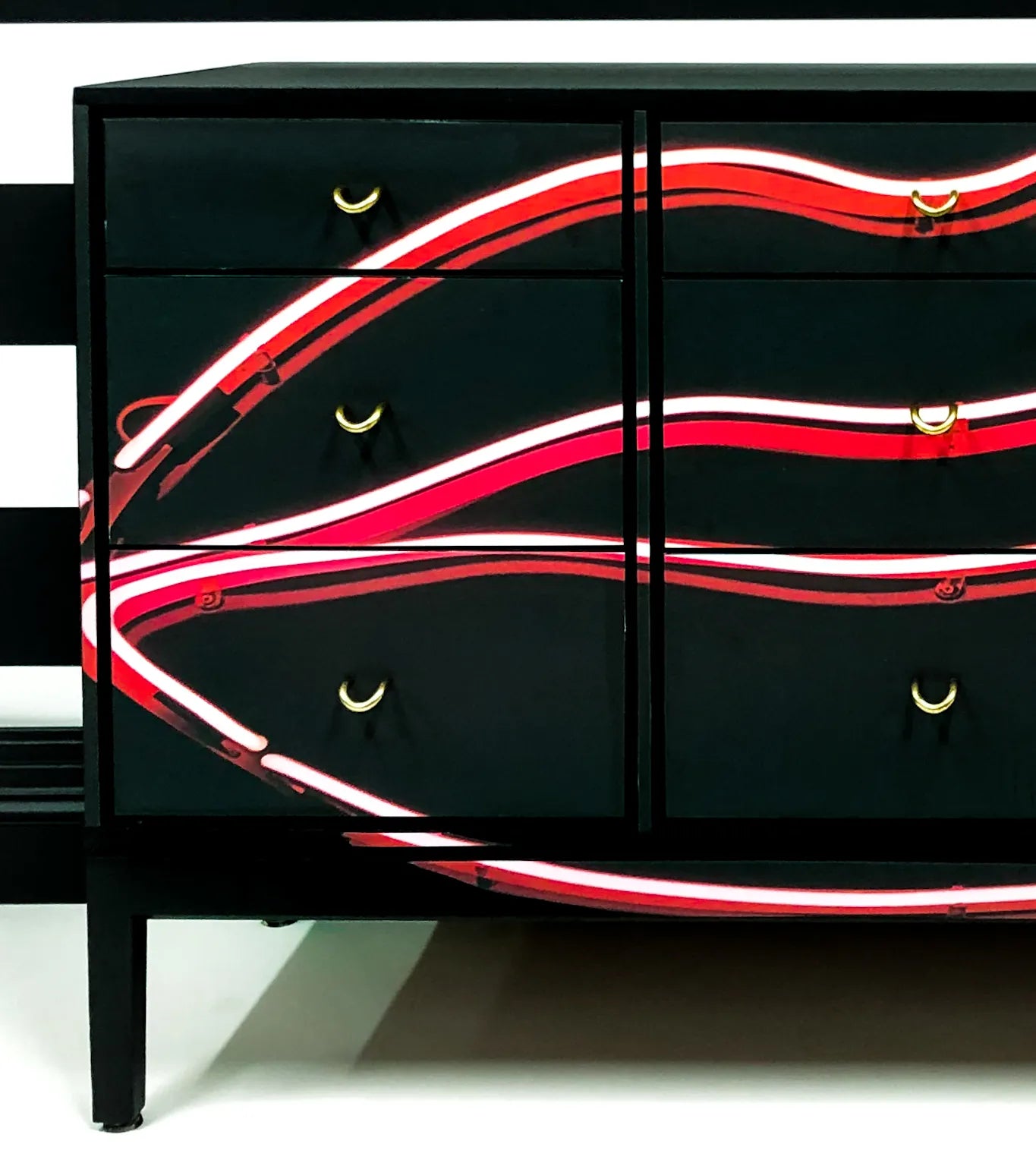 Retro Sideboard with Neon Lips