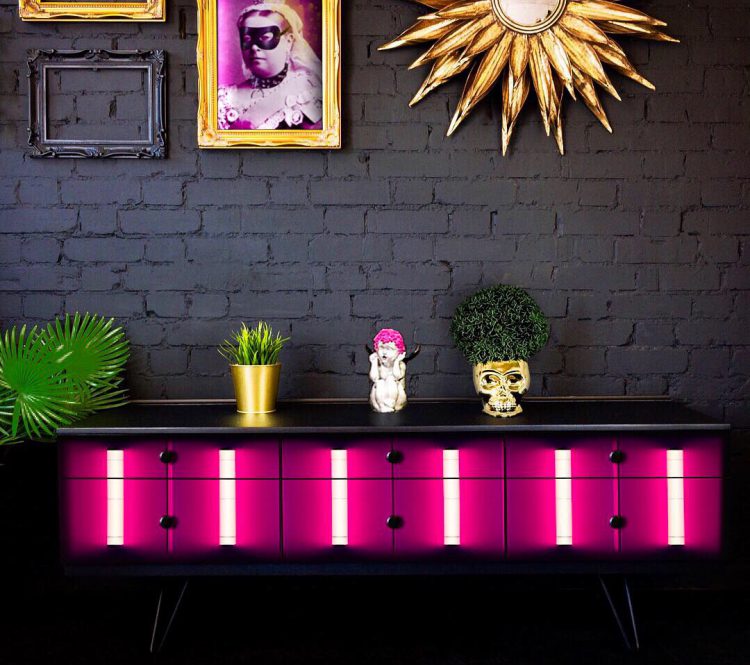 Upcycled Sideboard in Pink Neon - Brick Lane