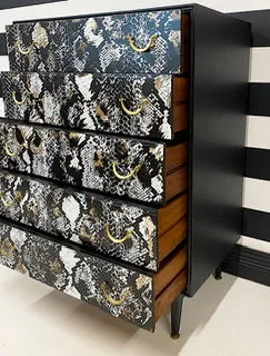 Upcycled Chest Of Drawers with Snakeskin